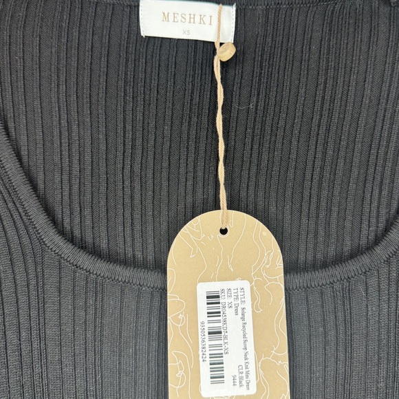 NWT MESHKI Solange Recycled Scoop Neck Knit Black Long Sleeve Mini Dress - Picture 6 of 6